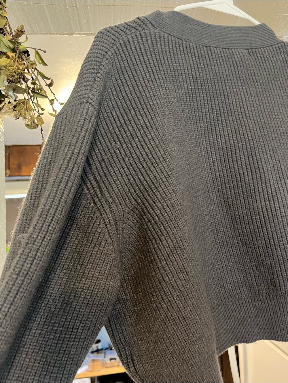ZARA Charcoal Ribbed Open-Front Cardigan - Picture 4 of 4